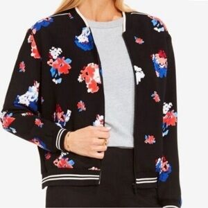 Vince Camuto Petite M Floral Lightweight Bomber Jacket Black Spring